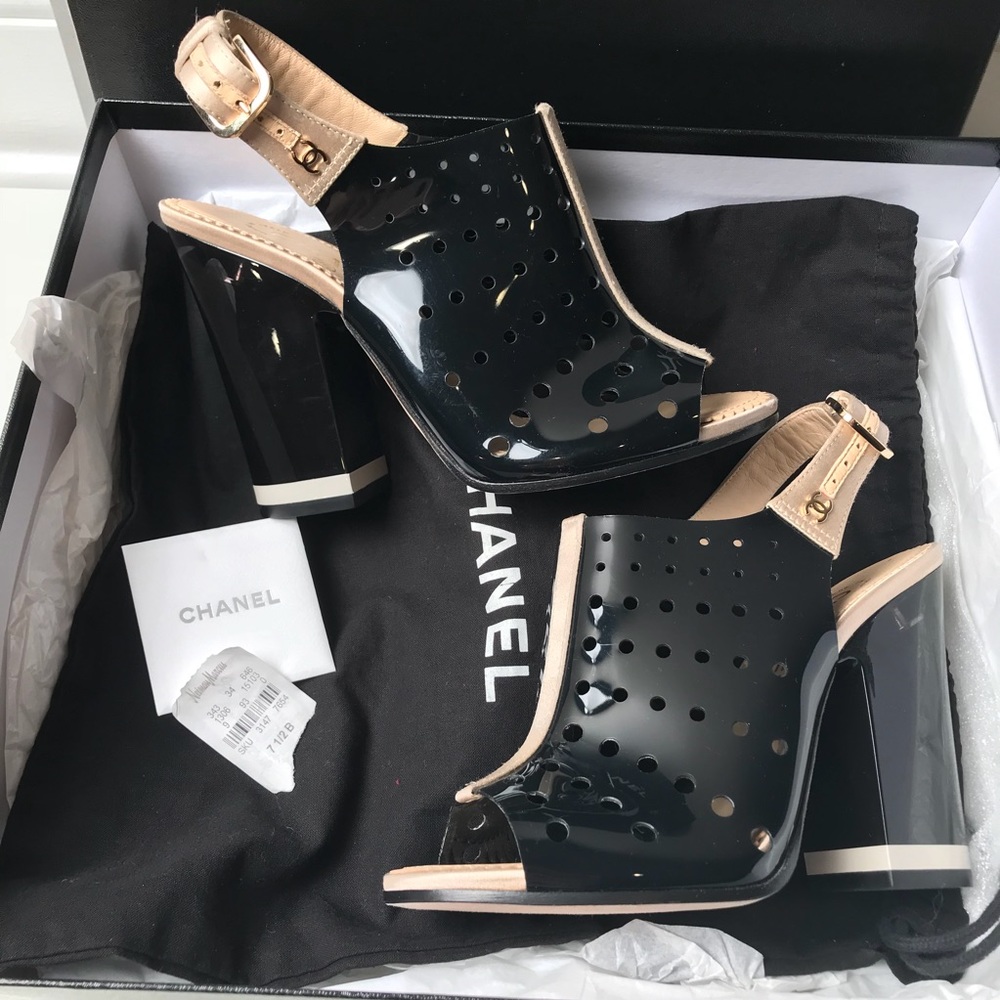 SOLD Chanel PVC Satin Sandals